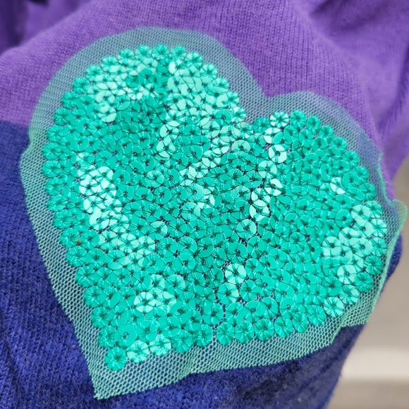 Girls knit tunic top dress with sequin and tulle hearts stripes size 6 - Picture 5 of 6